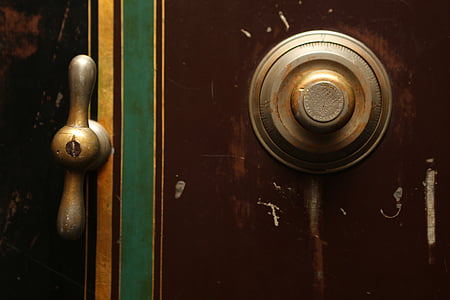 kuld, uks, nupp, ohutu, Vault, kombinatsioon, lukk