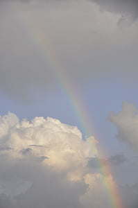 rainbow, air, clouds, blue, grey, weather