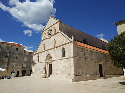 baznīcas St mary, Pag, Horvātija, Dalmatia, Vidusjūras reģiona, orientieris, salas
