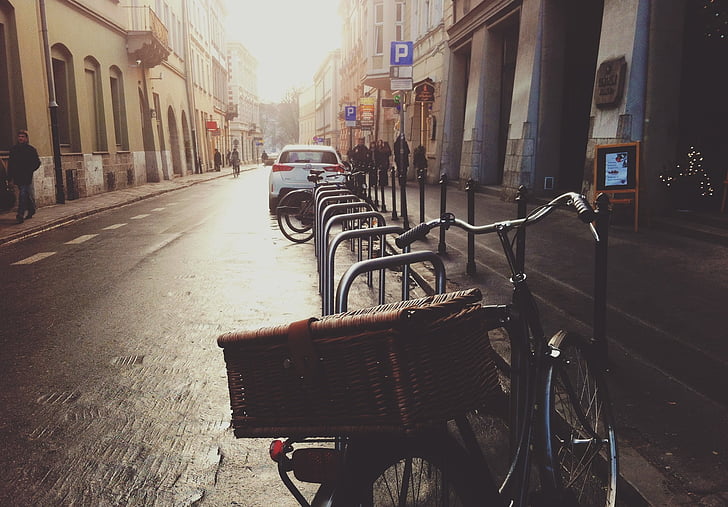 đường, đô thị, xe đạp, mưa, Street, thị xã, thành phố