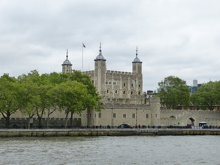 tornet, slott, London, medeltiden, historiskt sett, Themsen, England