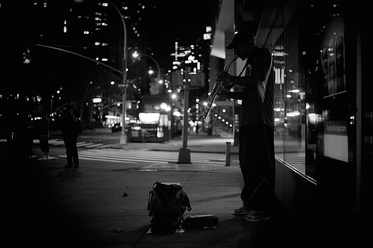 Street muzician, City, noapte, Instrumentul, muzica, divertisment, artist