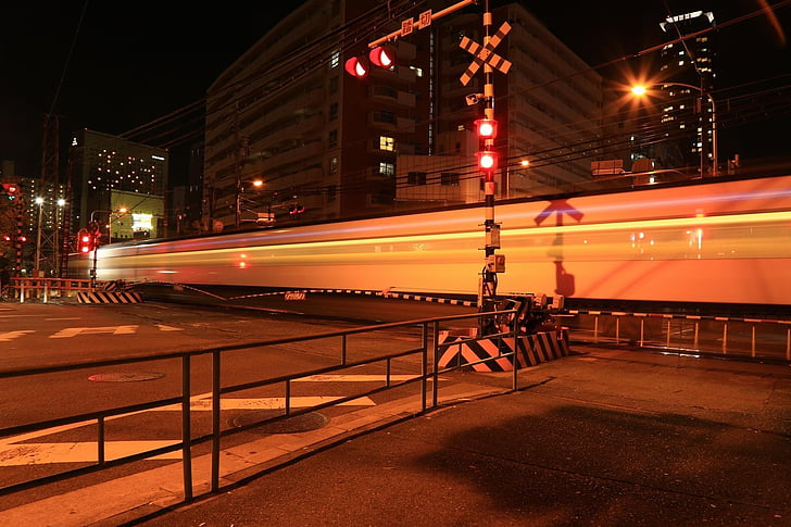 Japan, Osaka, noćni pogled, noć, promet, ulica, urbanu scenu