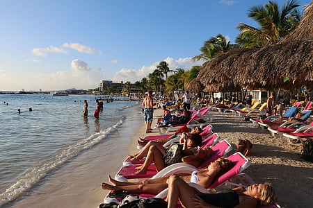beach, relaxation, sunbathing, female, people, water, blue