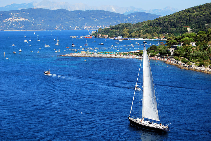 barco de vela, barco, mar, agua, Porto venere, Liguria, Italia