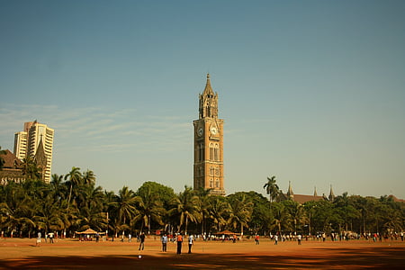 klokkentoren, Victoriaanse, het platform, Mumbai, India