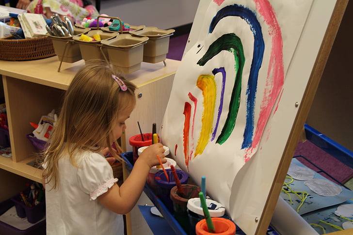 rainbow, art, paint, artistic, child, kid, preschool