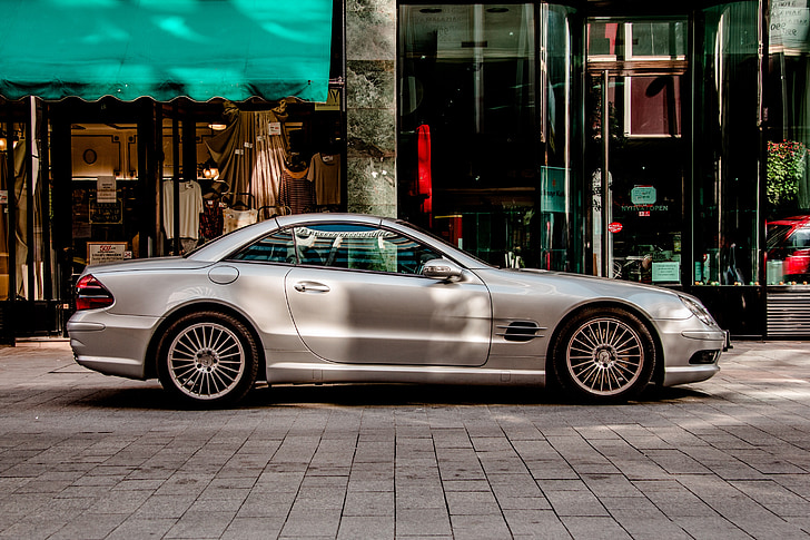 auto, Mercedes, srebro, Luksuzni, automobil, sa stilom, skupo