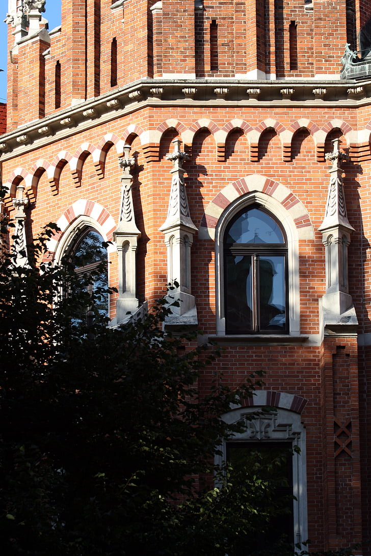 tegel, stenarbeten, arkitektur, traditionella, Europeiska, Krakow Polen