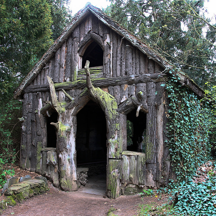 Bower, hytte, witch's house, eventyr, Park wörlitz, tre - materiale, gamle