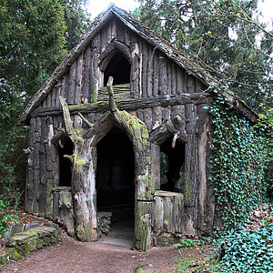 bower, cottage, witch's house, fairy tales, park wörlitz, wood - Material, old