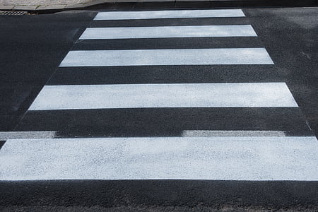 zebra crossing, black, white, stripes, striped, black and white, pedestrian