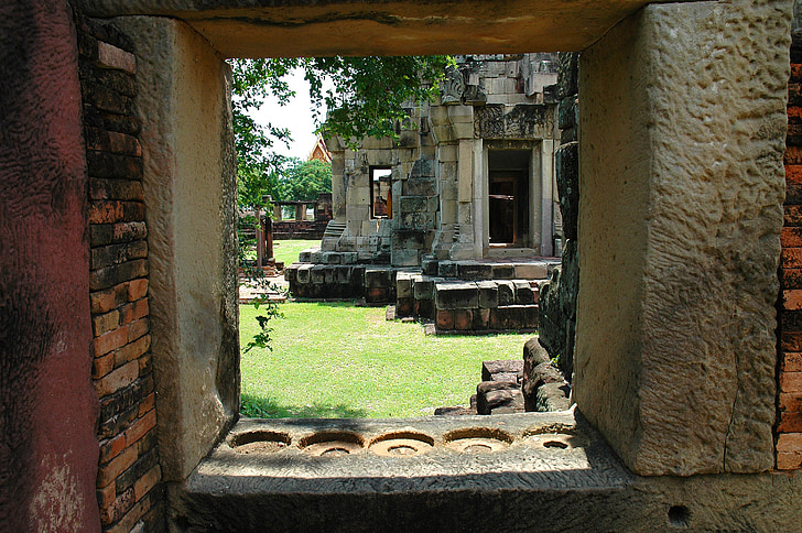 šventyklos kompleksas, šventykla, griuvėsiai, Tailandas, Korato