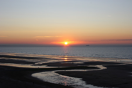 landskapet var, Normandie beach, solnedgang