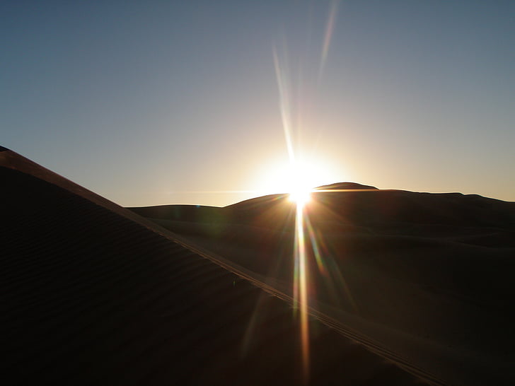 salida del sol, naturaleza, desierto