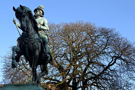 arbre, cheval, statue de, équitation aux Jeux, sculpture, célèbre place, monument