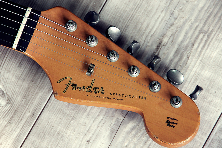 Fender, guitare, instrument, pour charger, Strato chester, tête guitare, les rick