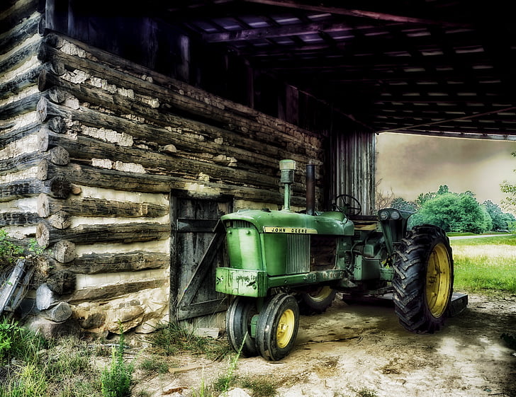 Sjeverna Karolina, farma, ruralni, traktor, štale, trupaca, HDR