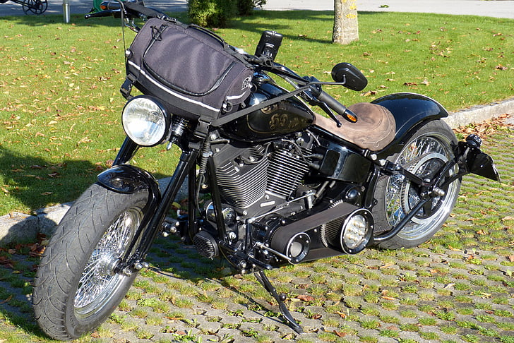 moto, Harley davidson, preto, motor, culto, veículo de duas rodas