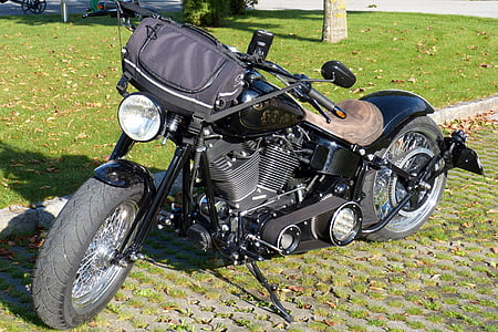 motorcycle, harley davidson, black, motor, cult, two wheeled vehicle