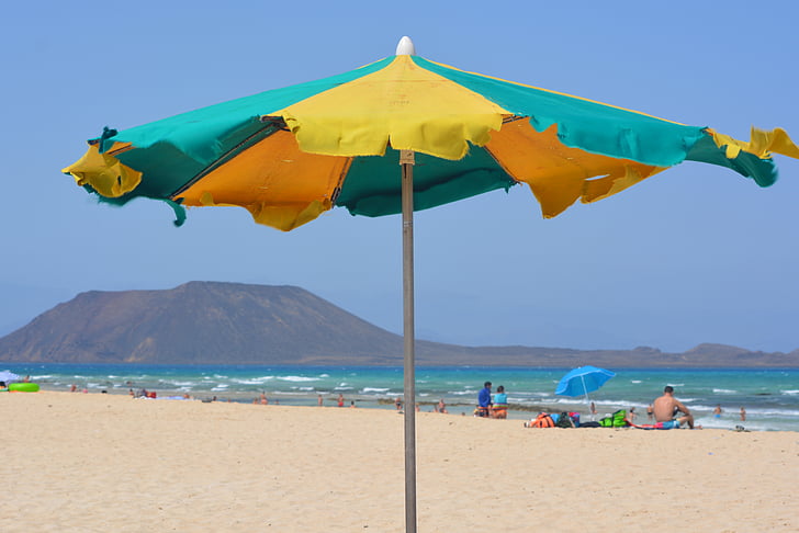 parasol, view, landscape, nature, sea, beach, sand