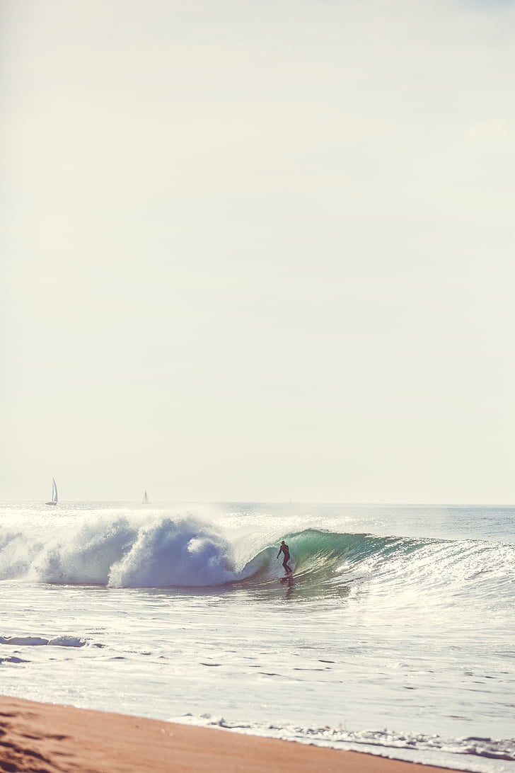 człowiek, surfing, w ciągu dnia, Plaża, morze, wody, piasek