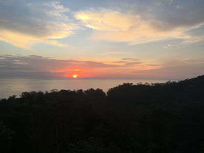 Costa rica, solnedgang, pa, Costa, slappe av, landskapet, vann