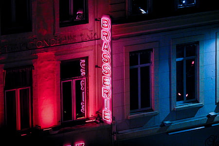 budynek, światło, Neon znak, retro, systemu Windows