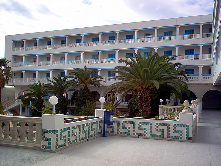 Hotel, palmy, Hammamet, Tunisko, Tuniská republika