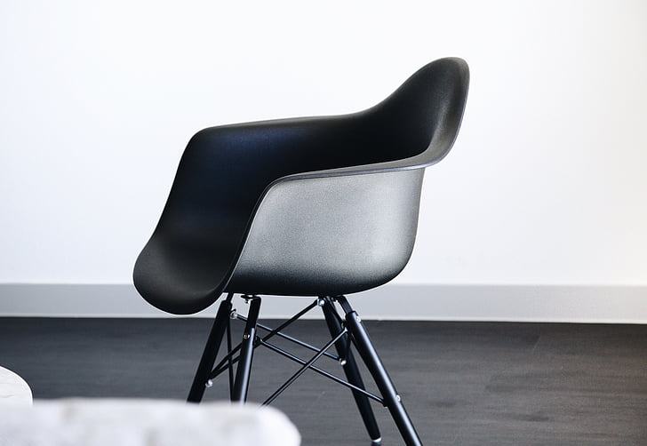 chair, black, white, steel, wall, black and white, floor