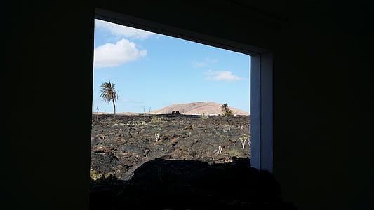 παράθυρο, ηφαίστειο, τοπίο, φύση, βουνό