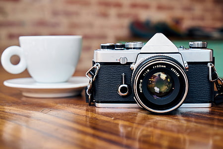 gamle, kameraet, linsen, leker hobbyer, produktbilde, design, kafé