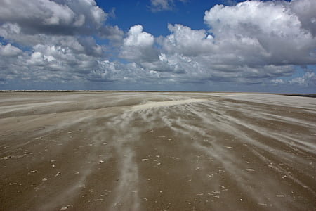 Šiaurės jūra, smėlio audra, paplūdimys, smėlio, Sankt peter abu, pakrantė
