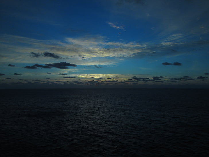 zee, zonsondergang, blauw, natuur, hemel, Cloud - sky, scenics