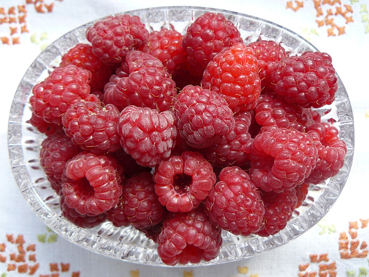 frambozen, fruit, vruchten, bessen, rood, vitaminen, Sweet