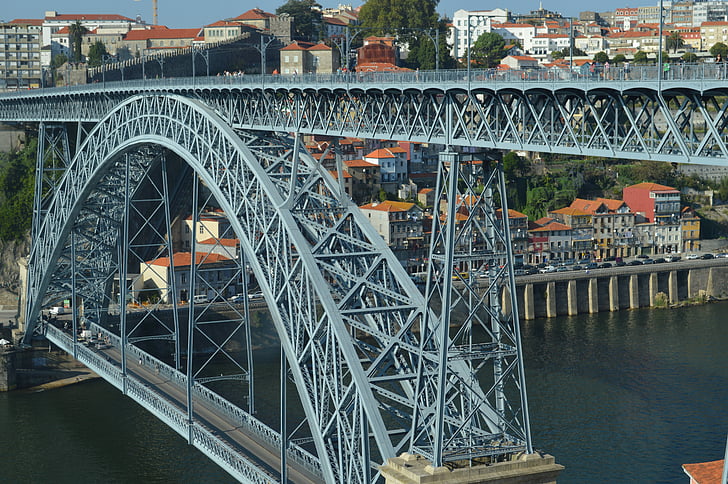 pont, en acier, piste, construction en acier, pont suspendu, rails, transport