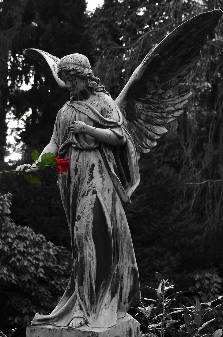 angel, statue, sculpture, cemetery, monument, faith, religion