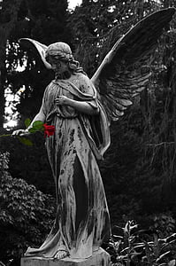Angel, statue, skulptur, kirkegård, monument, tro, religion
