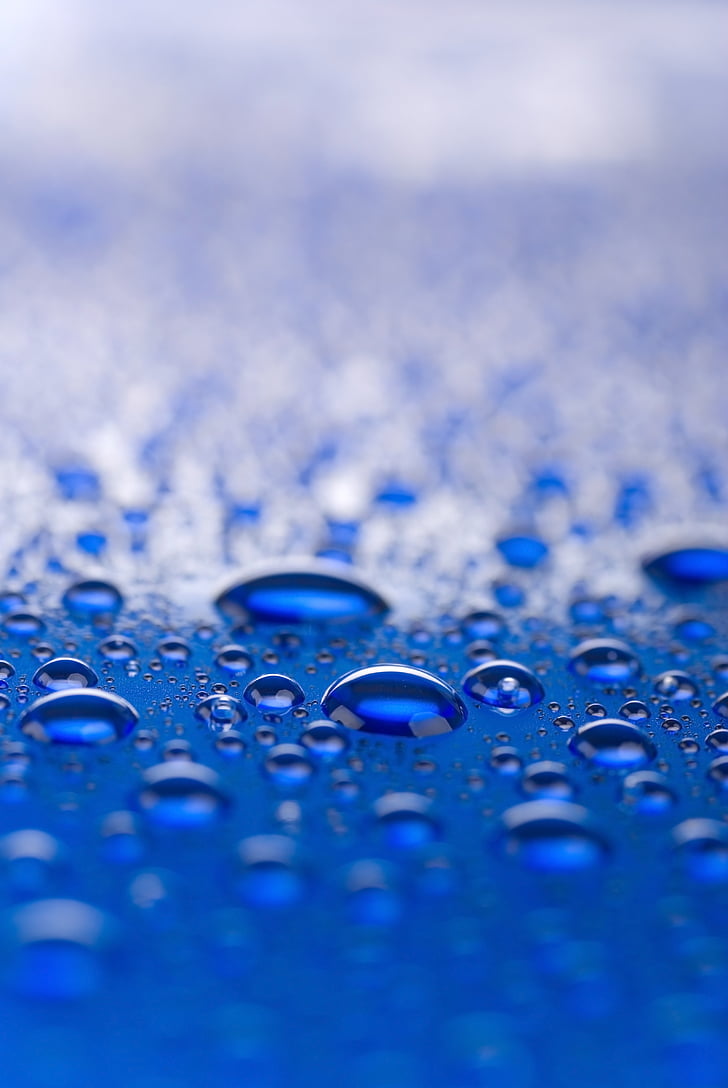 a drop of, water, drops, wet, drops of water, macro, blue