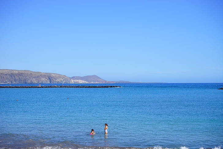 peldēšana, jūra, brīvdiena, krasts, Tenerife, Playa de las americas, Los cristianos