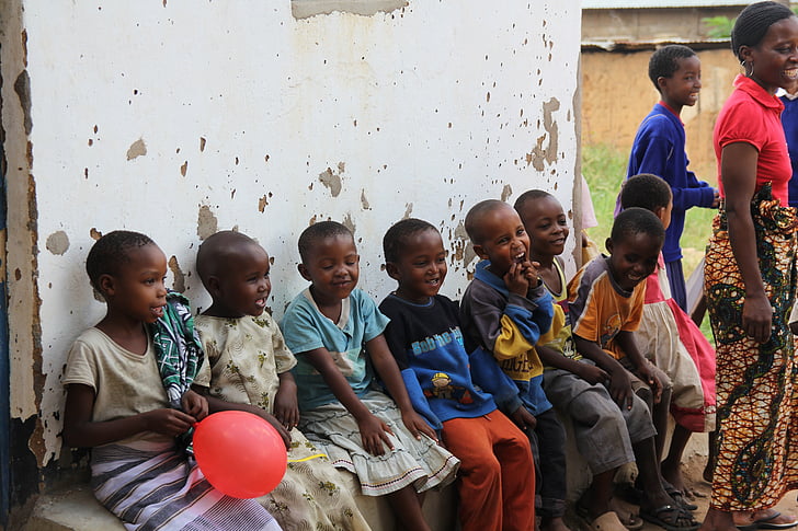 crianças, África, sorriso, felicidade
