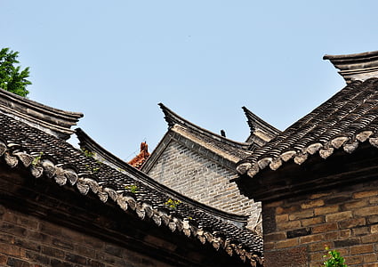 arquitetura antiga, beirais, casa, telhado, telhado de asiático