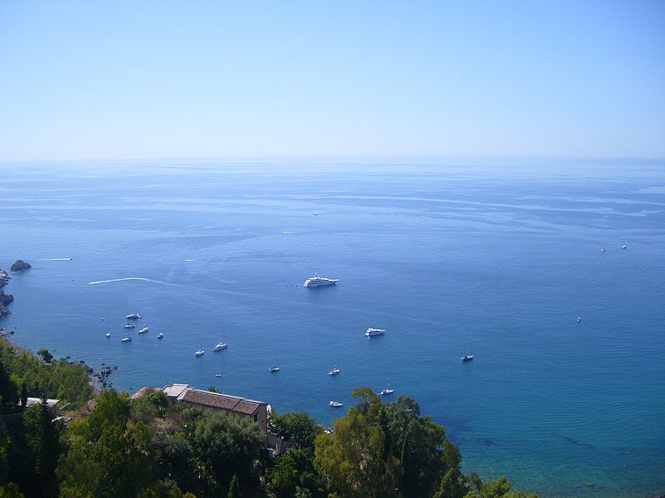 havet, natur, landskab, sommer, Taormina, horisonten