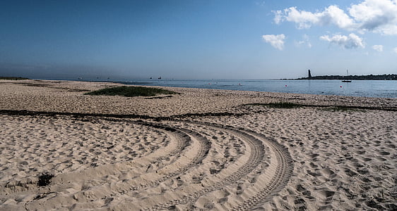 ビーチ, 砂のビーチ, 砂, 海, トレース