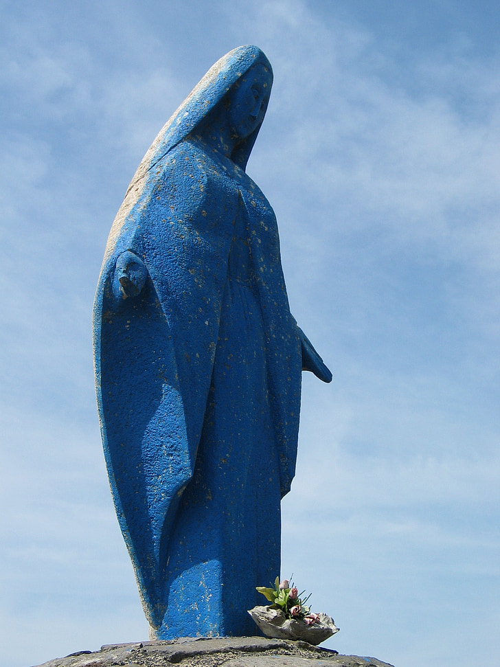 IKON, Maria, bleu, image, statue de, religion
