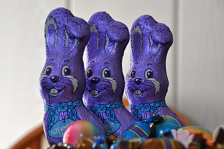 Великдень, Великодній заєць, шоколад, фіолетовий, цукерки, заєць шоколадний
