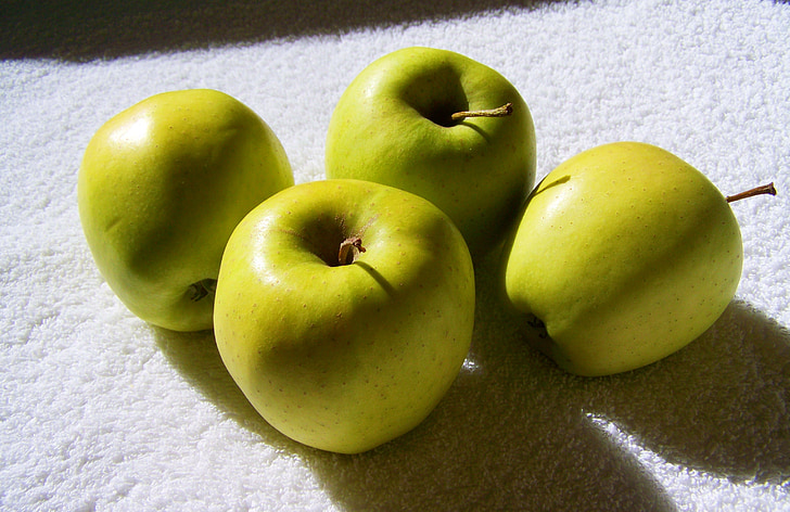 sárga-zöld alma, gyümölcs, élelmiszer