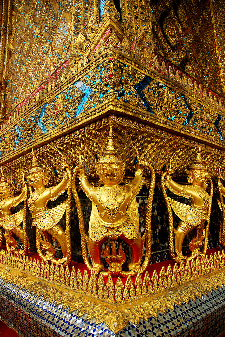 templet af emerald buddha, guld, thailandsk kunst, Thailand, buddhistiske, gamle, Wat