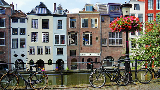 Utrecht, Hollandia, csatorna, ház, ciklus