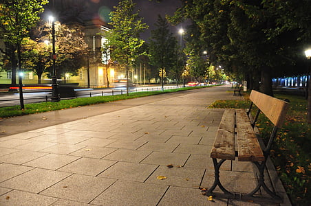 Varsó, utca, este, ősz, Lengyelország